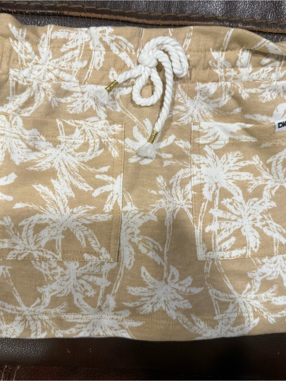 Girls DKNY Beige and White Palm Print Shorts